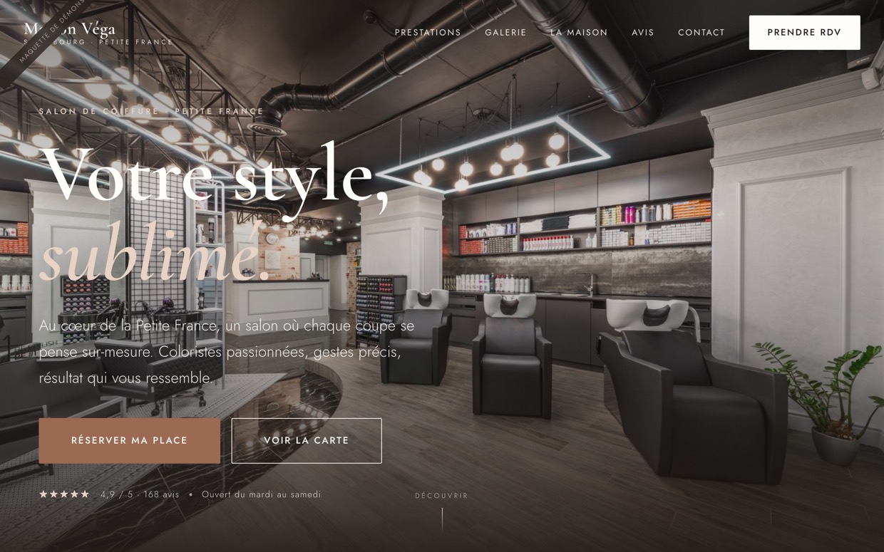 Site Maison Véga, salon de coiffure